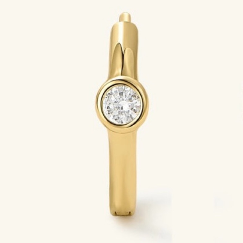 Heart Made of Gold. NEW. Bezel Set Golden Huggie. 9mm. Tarnish and Water Proof.